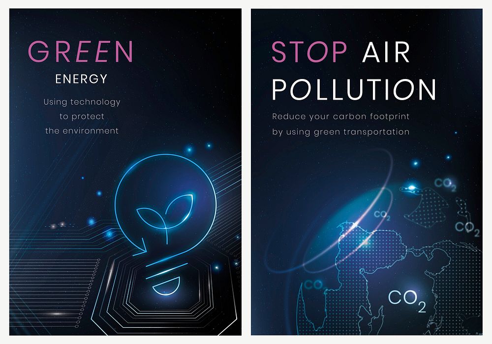 Environmental technology poster template vector set