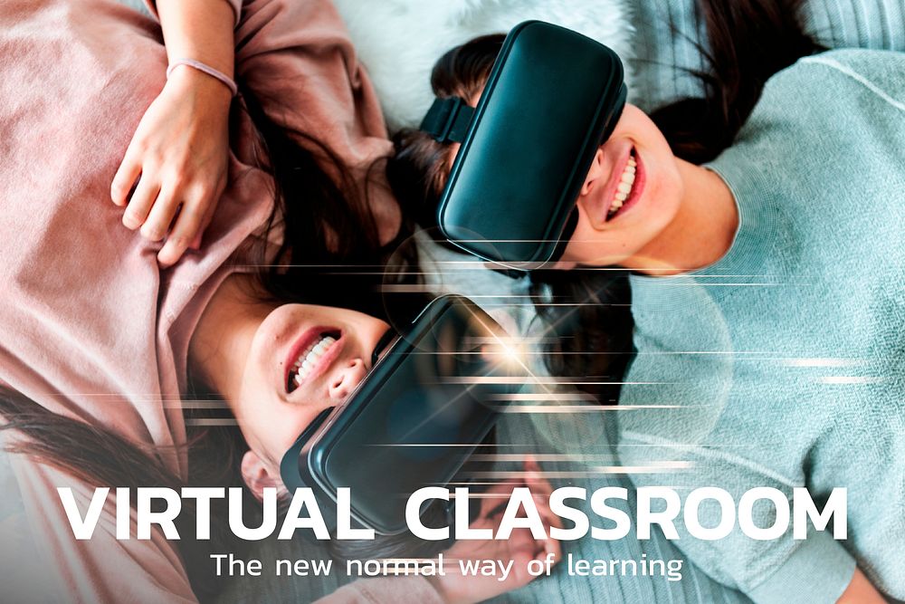 Virtual classroom technology template vector education blog banner