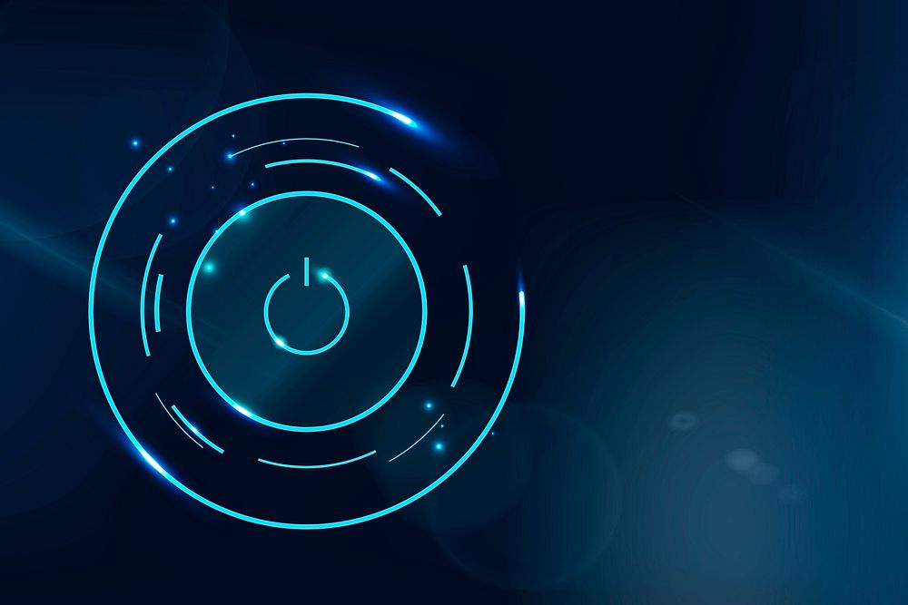 Power button technology background psd in blue tone
