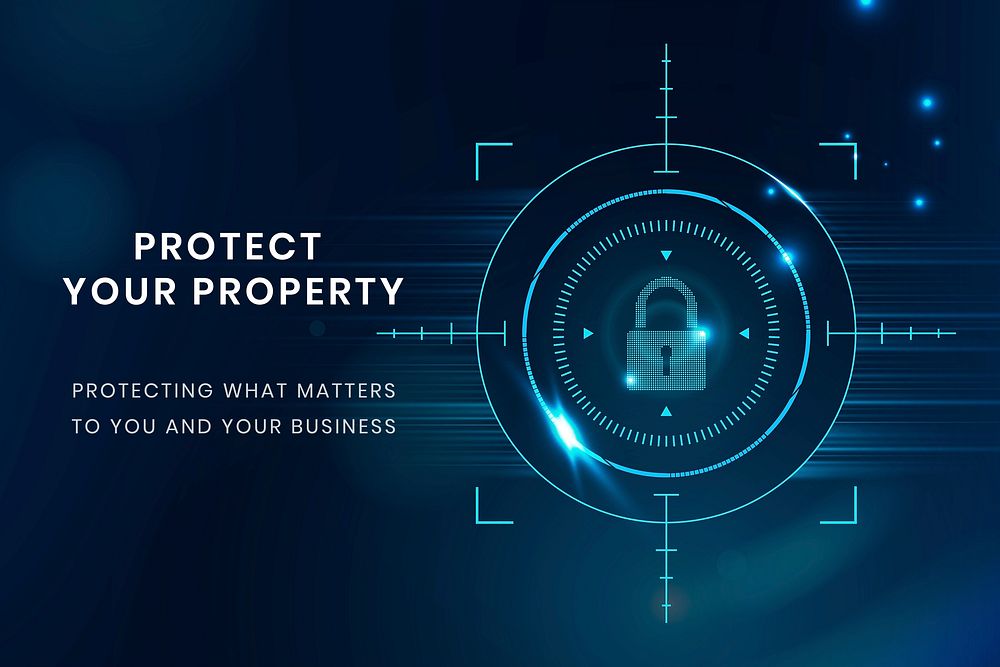 Data protection technology template vector with lock icon