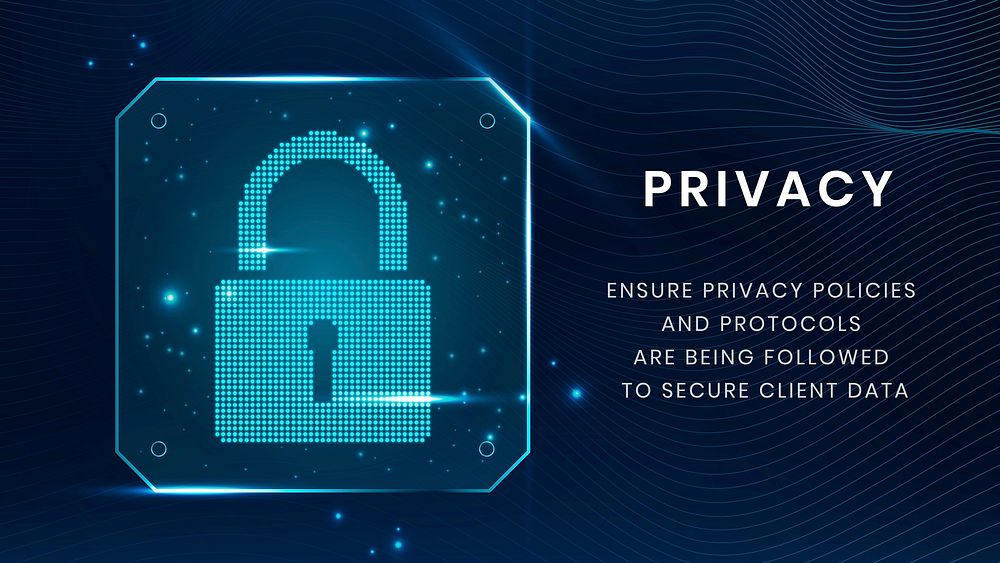 Data privacy technology template vector with lock icon