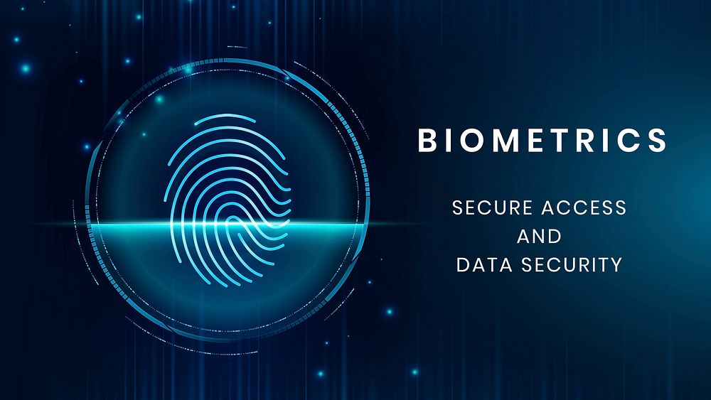Biometrics technology template psd with fingerprint scan