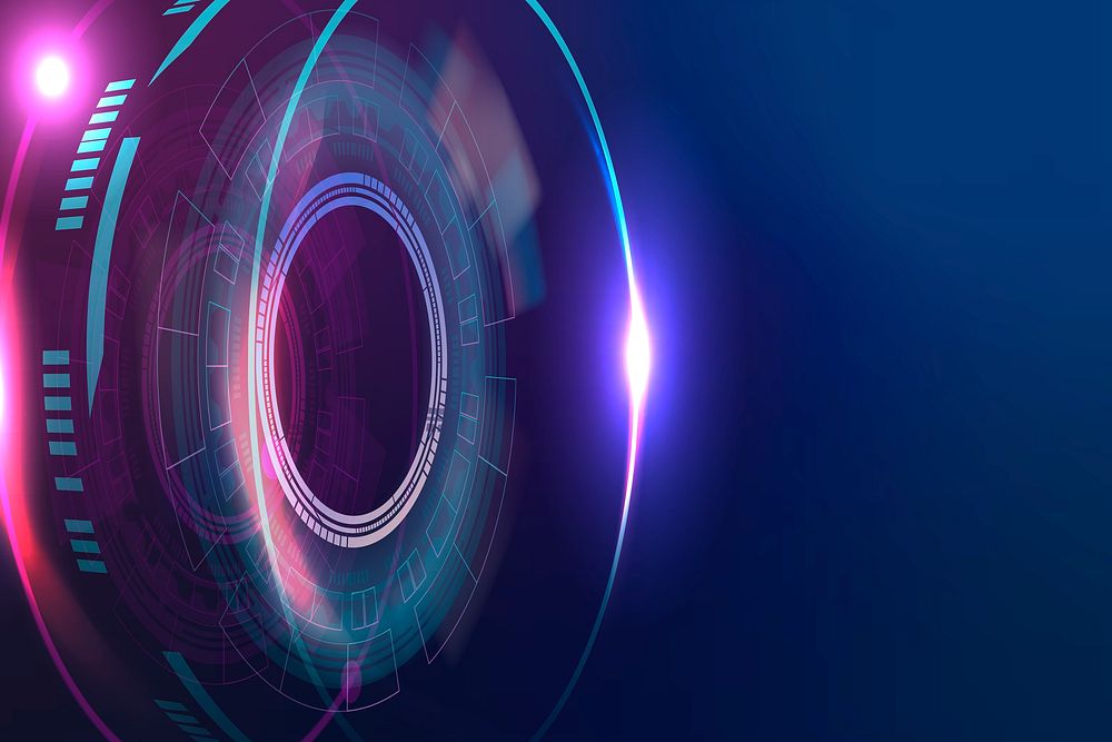 Optical lens technology background psd in purple and blue gradient