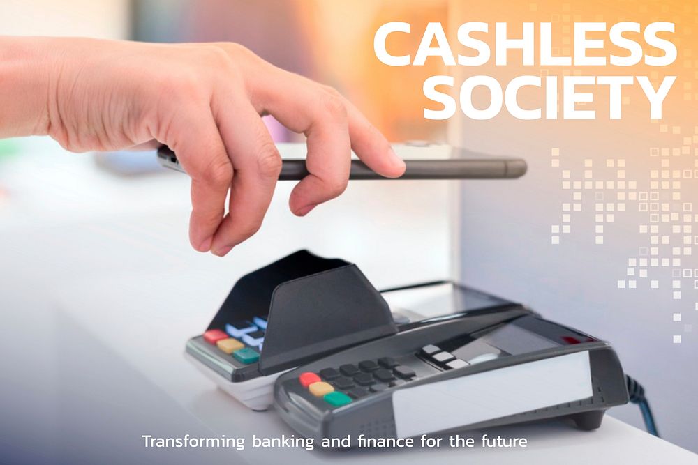 Cashless society fintech template vector