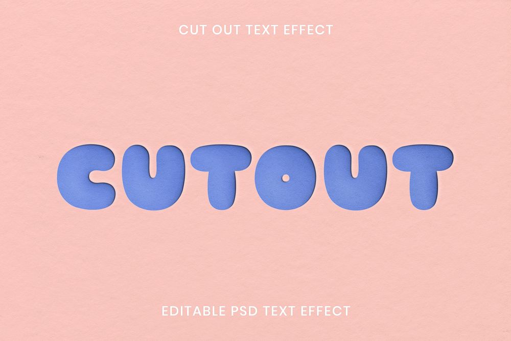 Cut out text effect psd editable template