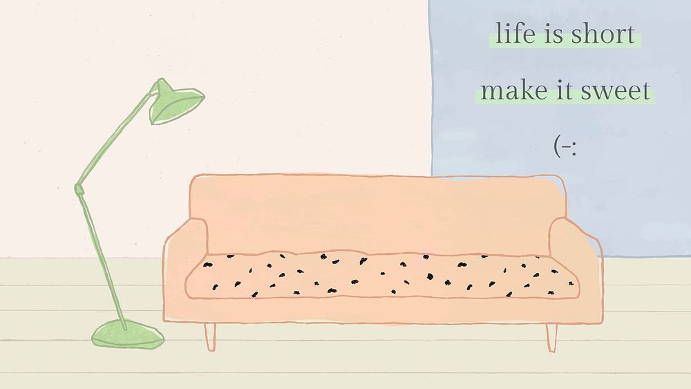 Cute quote template psd with hand drawn home interior