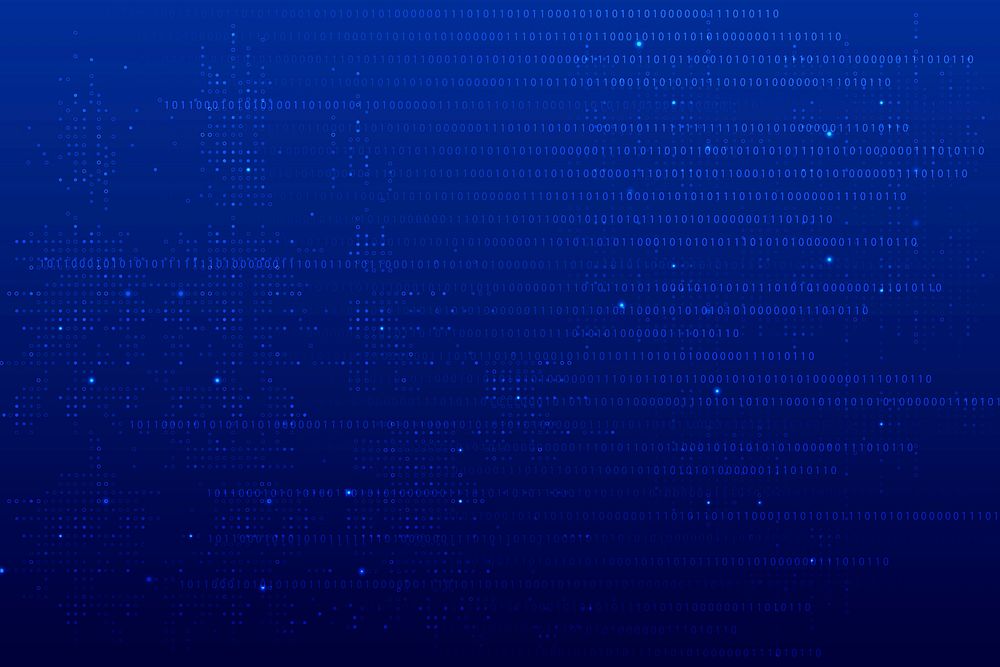 Blue data technology background vector with binary code