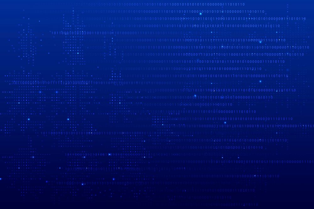 Blue data technology background psd with binary code