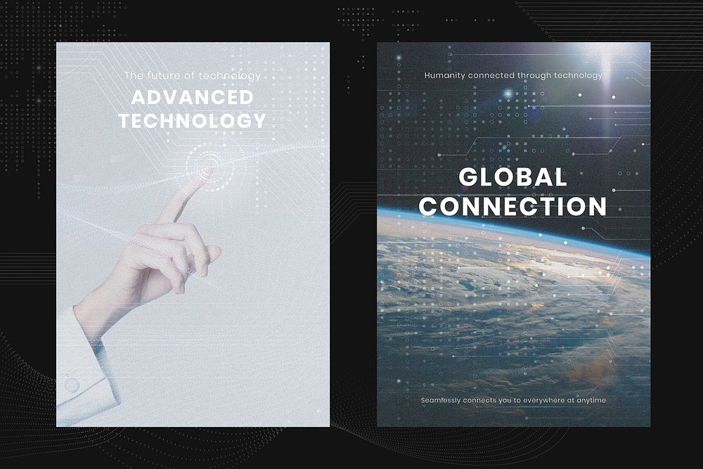 Advanced technology innovation template psd global connection poster