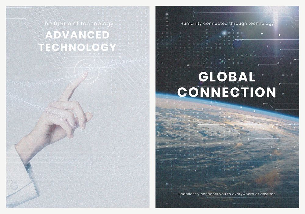 Advanced technology innovation template psd global connection poster