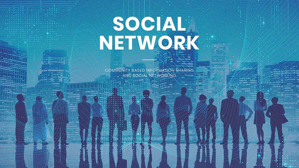 Social network technology template psd computer business presentation