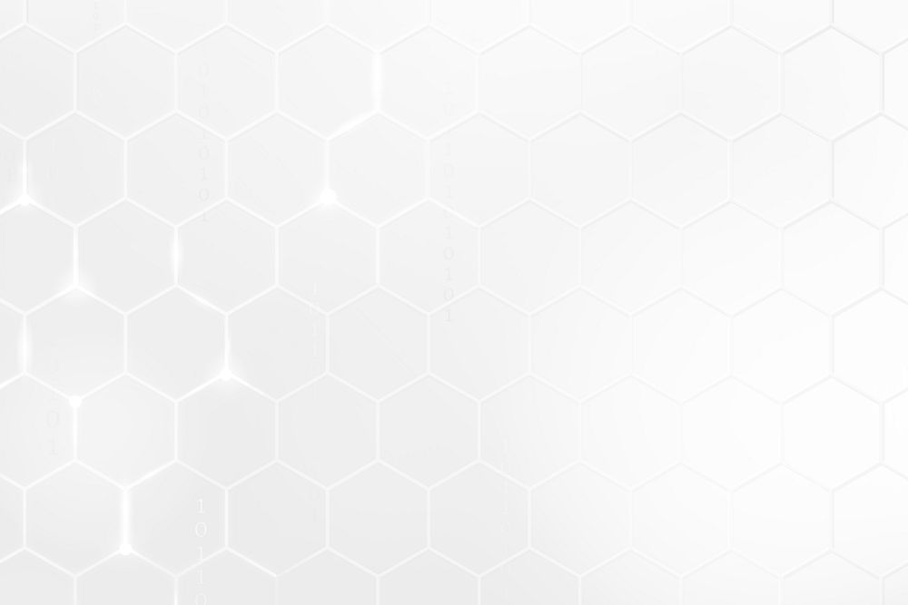 Digital technology background vector with hexagon pattern in white tone
