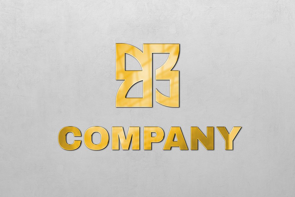 Emboss logo mockup psd in gold for company with tag line here text