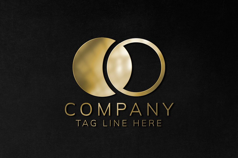 Emboss logo mockup psd in gold for company