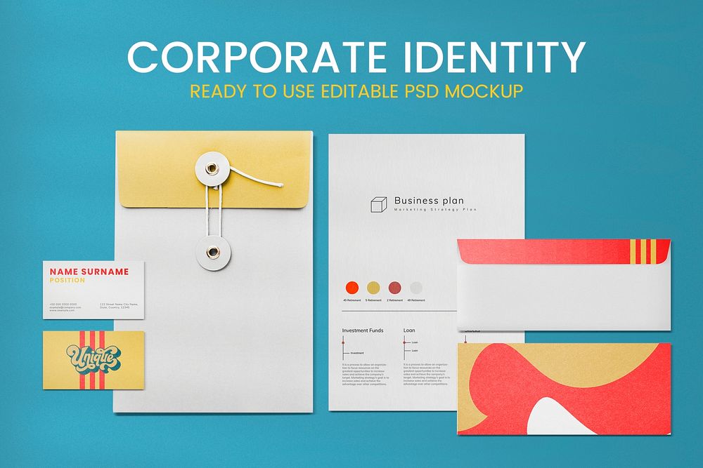 Editable corporate identity mockup psd set for business enterprise