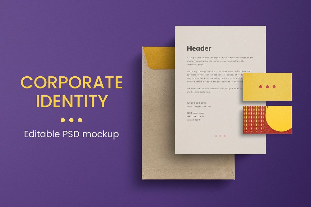 Editable corporate identity mockup psd set for business enterprise