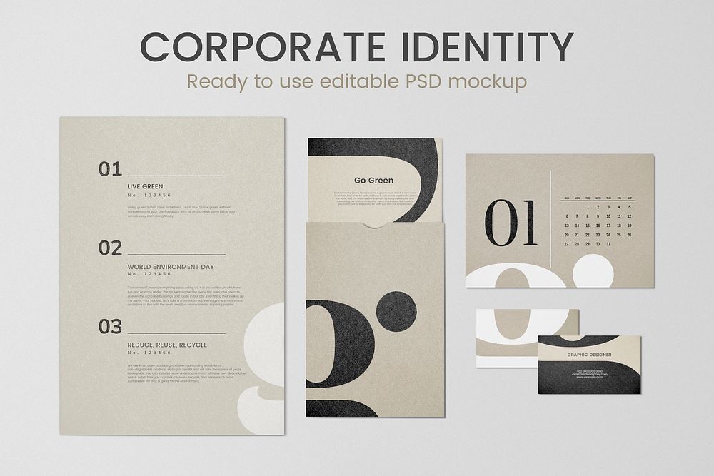 Editable corporate identity mockup psd set for business enterprise