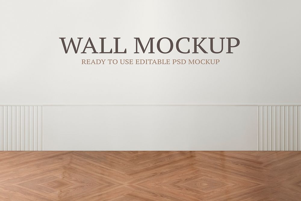 Wall mockup psd with wooden floor