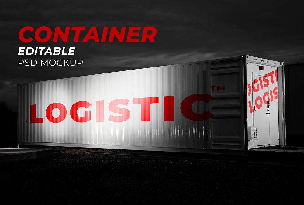 Container mockup psd on cargo truck