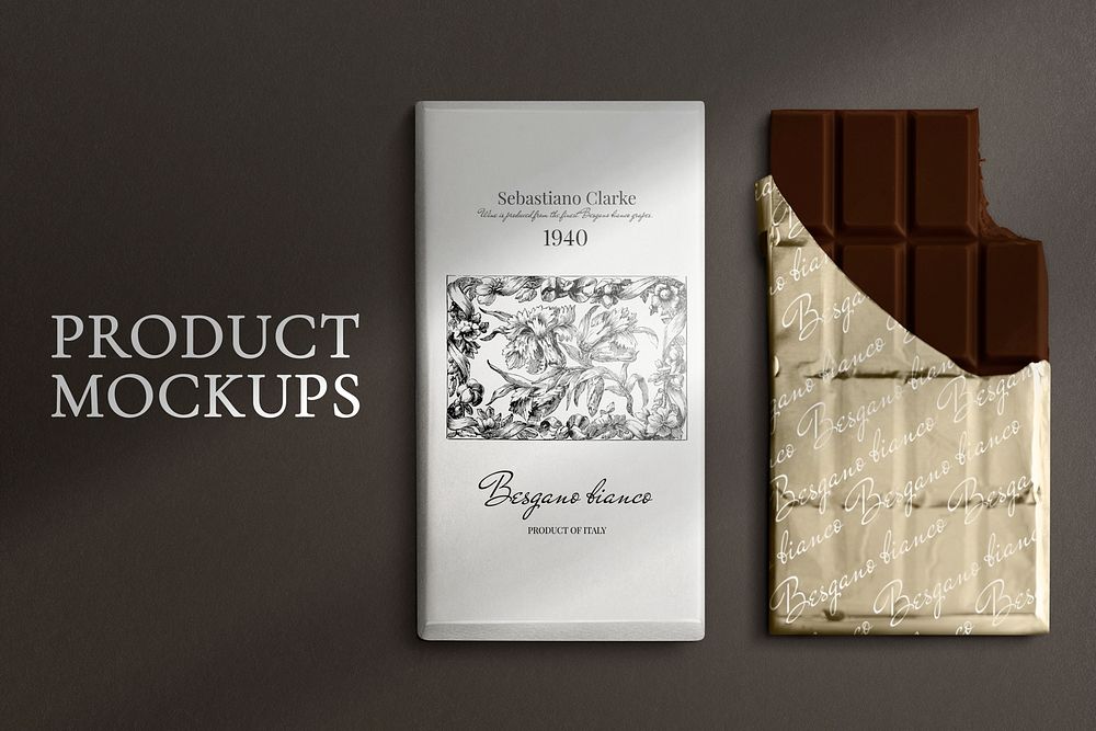 Packaging mockup psd for chocolate bar