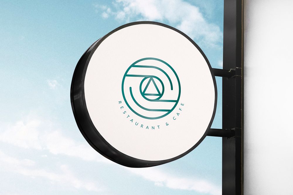 Circle sign mockup, professional branding for business psd