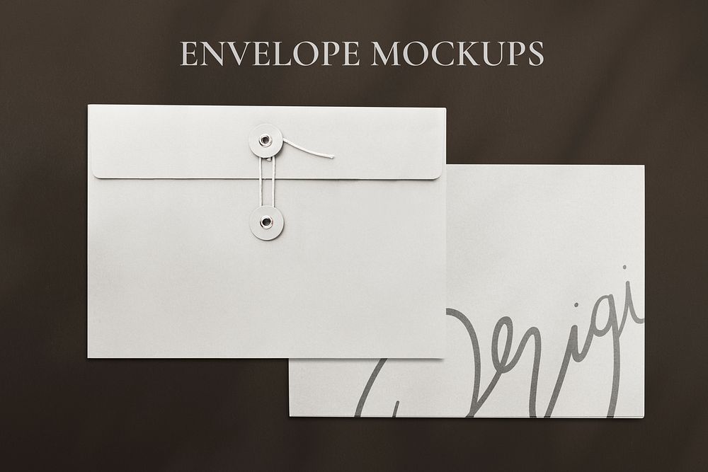 Envelopes mockup psd on brown background