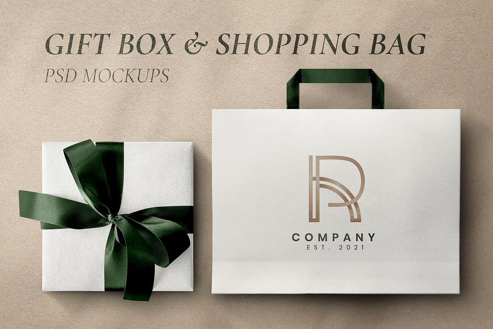 Luxury packaging mockup psd with gift box and bag