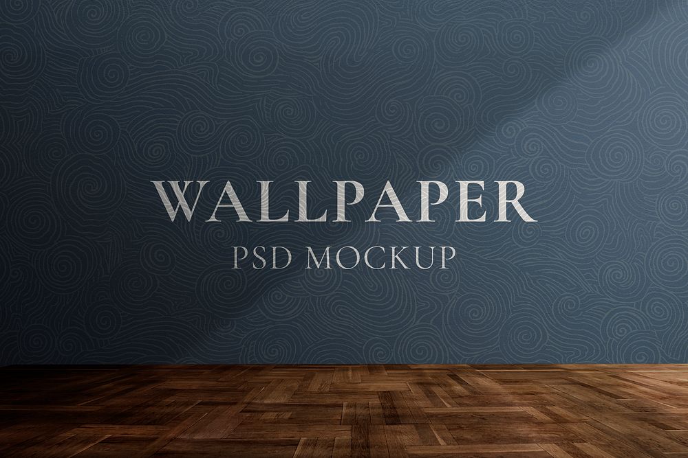 Wall mockup psd with wooden floor