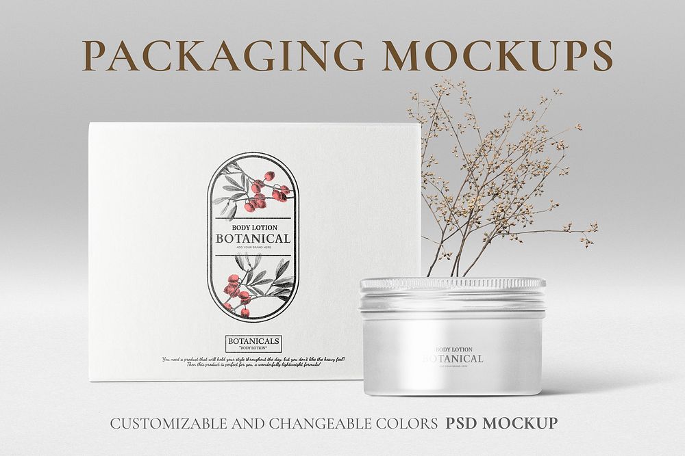 Beauty product jar mockup psd with card