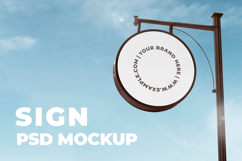 Round classic sign post mockup psd