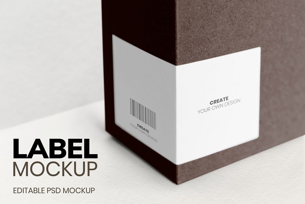 Box label mockup psd minimal design