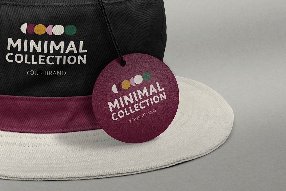 Canvas hat with label mockup psd