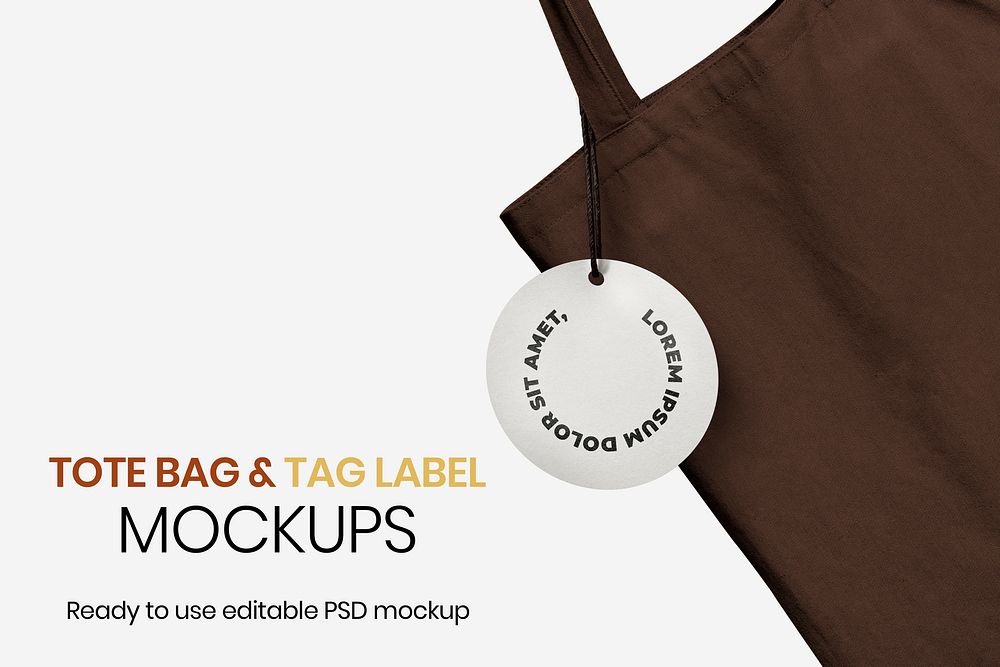 Tote bag mockup psd and tag label