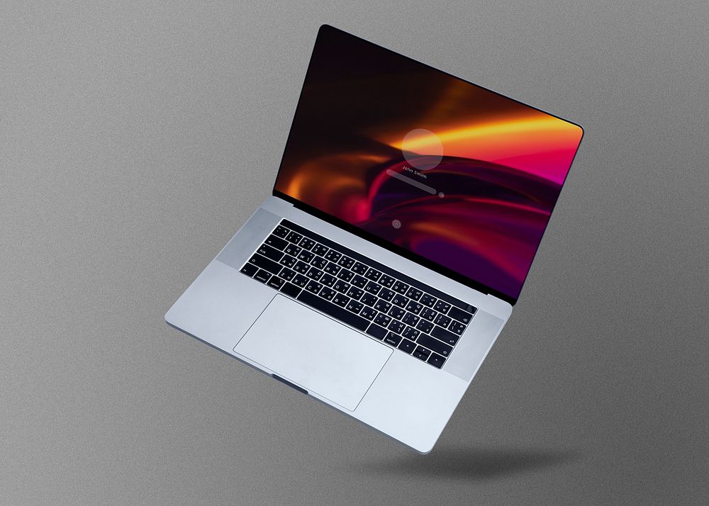 Laptop psd mockup with gradient led light