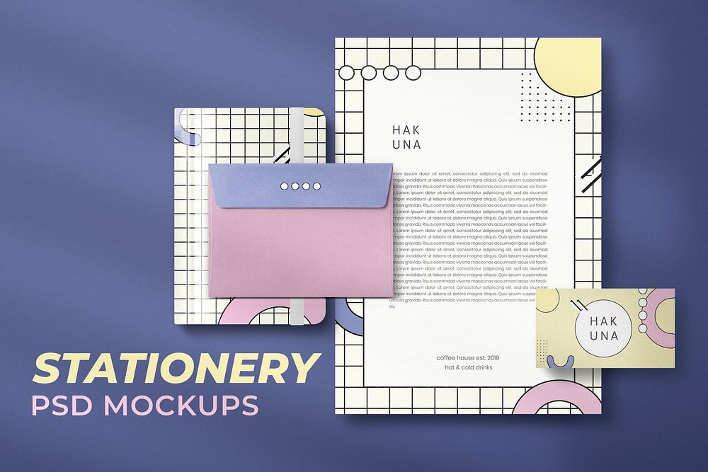 Pastel corporate identity mockup psd branding stationery set