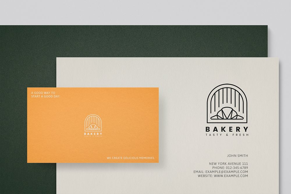 Business card, letterhead mockup, bakery branding psd