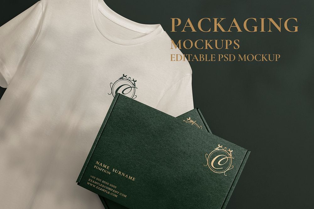 Kraft box packaging mockup psd with t-shirt for clothing brands