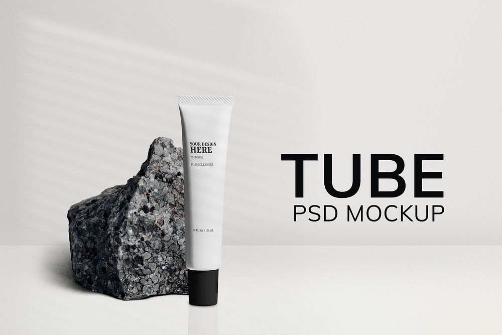 Minimal skincare tube mockup psd beauty product packaging