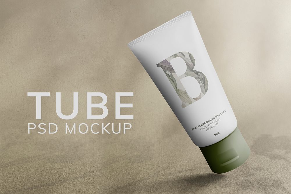 Minimal skincare tube mockup psd beauty product packaging