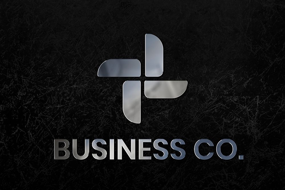 Business co logo psd template in metallic text effect