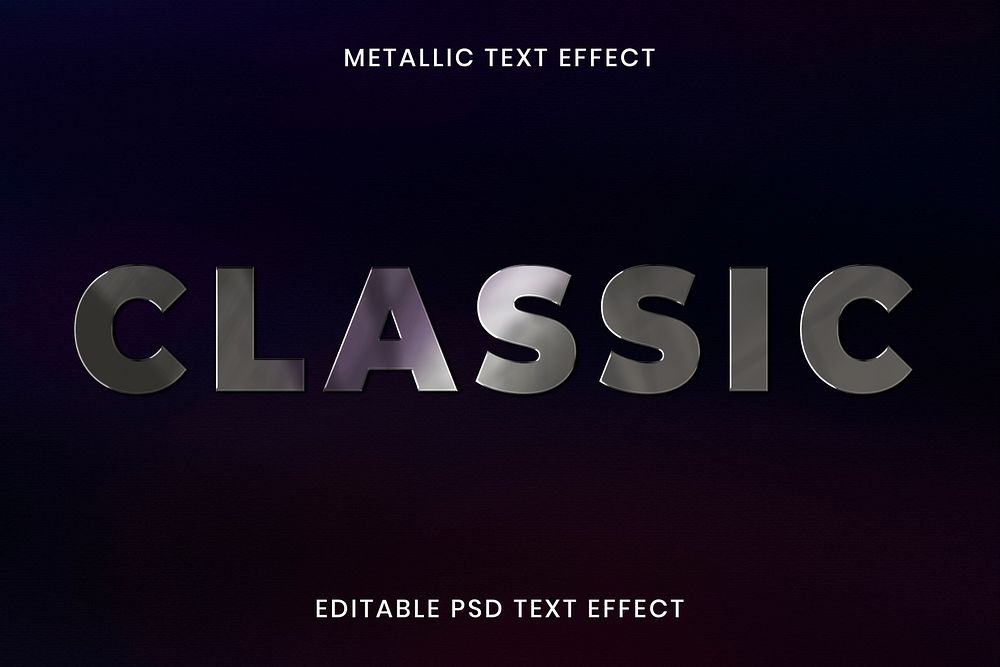 Metallic text effect psd editable template
