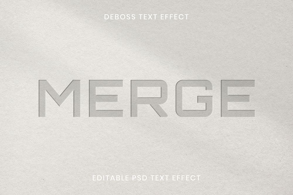 Debossed text effect psd editable template on paper texture background