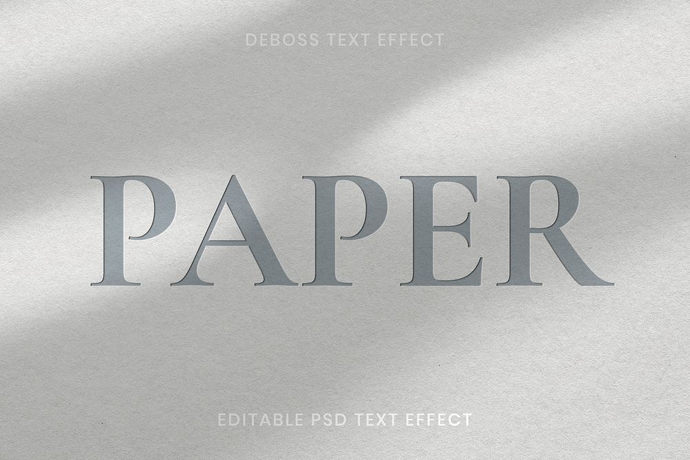Debossed text effect psd editable template on paper texture background