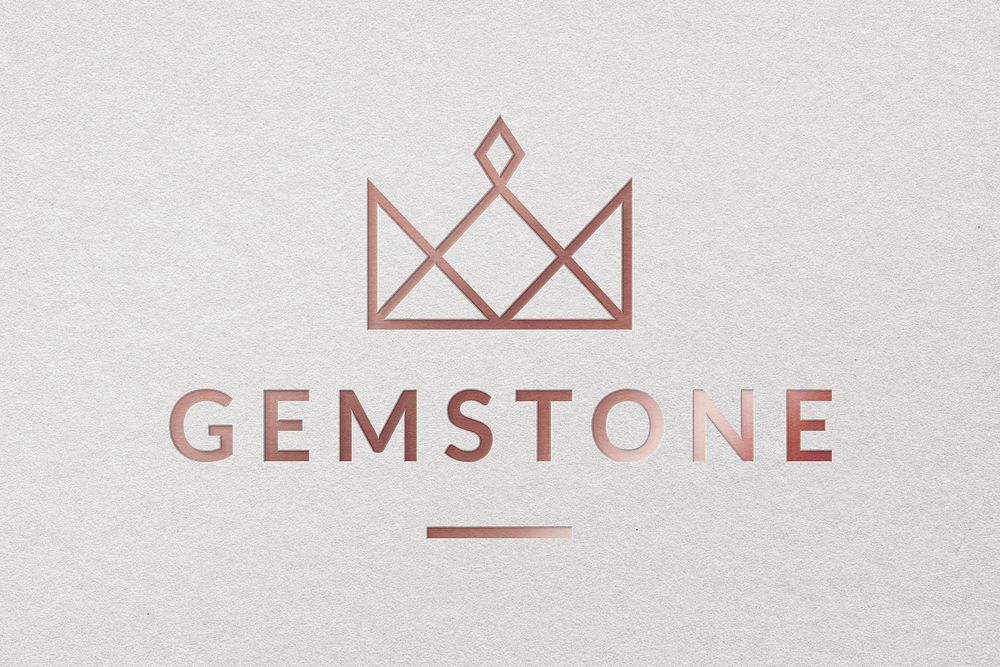 Gemstone jewelry business logo psd template in metallic style