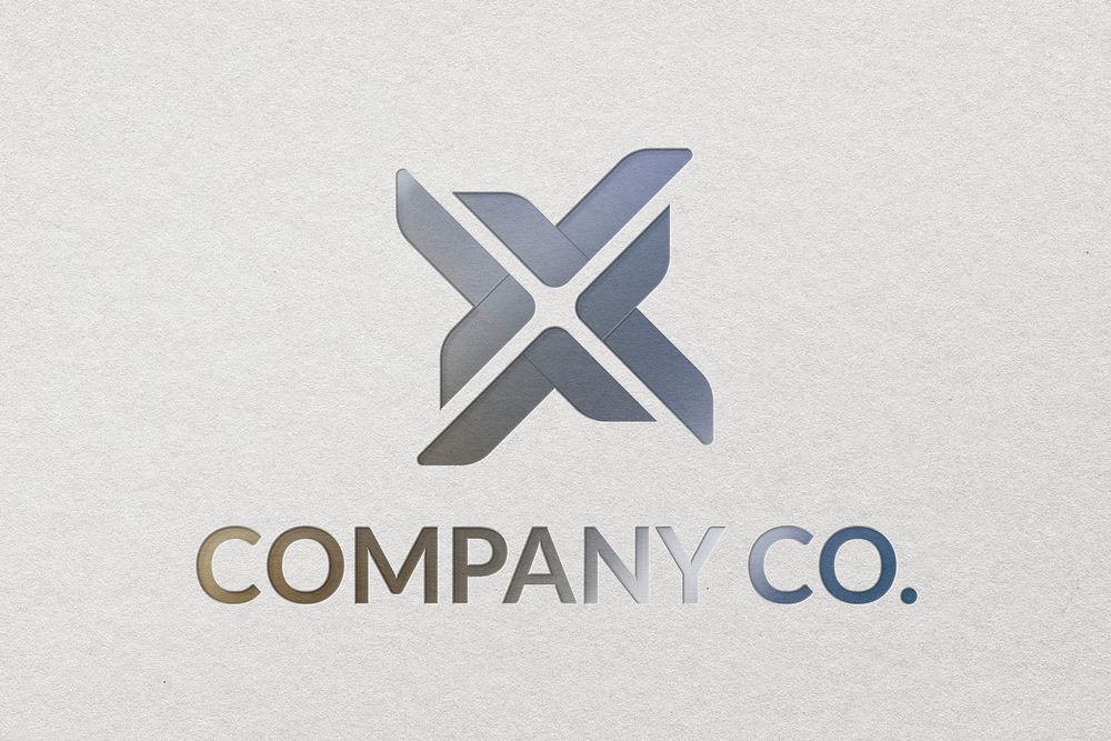 Company Co. business logo psd template in embossed paper texture