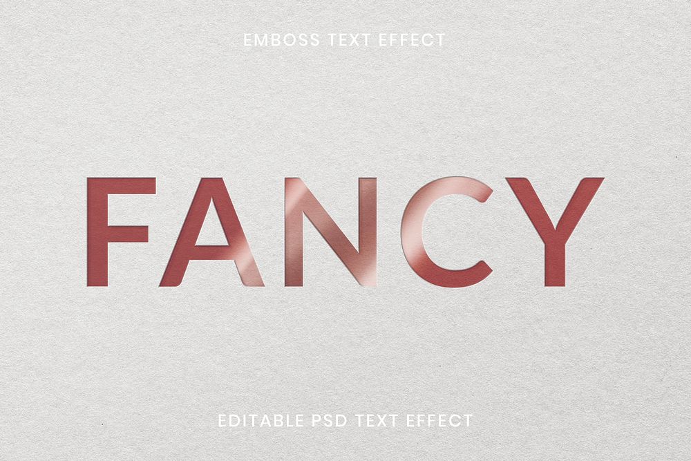 Embossed text effect psd editable template on white paper texture background