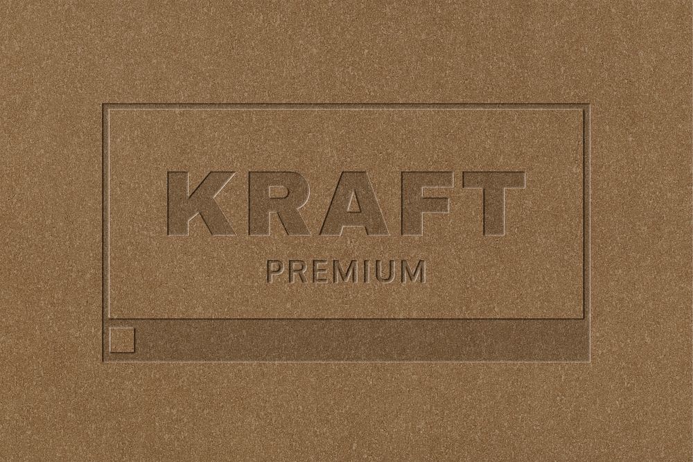 Kraft paper business logo psd template in debossed style