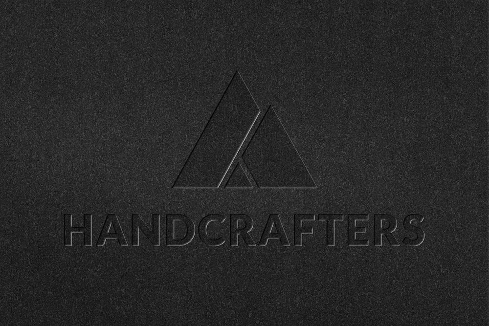 Handcrafters company logo template psd in debossed paper style