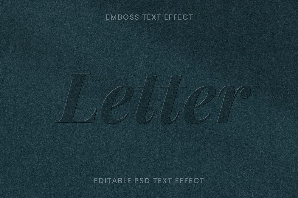 Embossed text effect psd editable template on green paper texture background