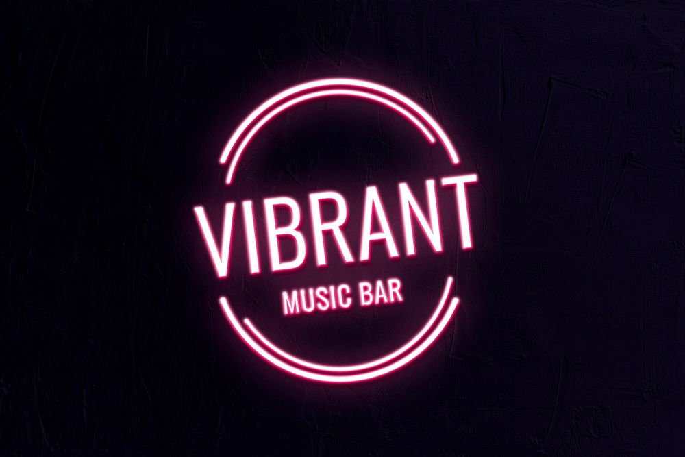 Neon bar logo template psd for business